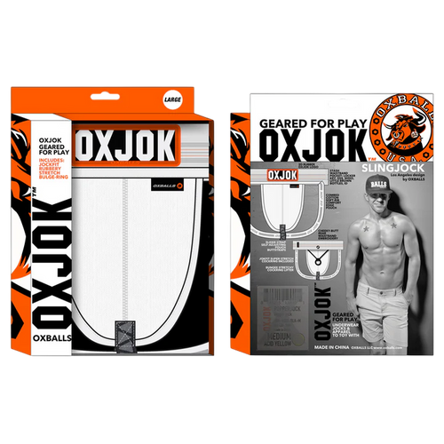 SLINGJOCK upthrust slider-strap jock, WHITE SNOW, LARGE