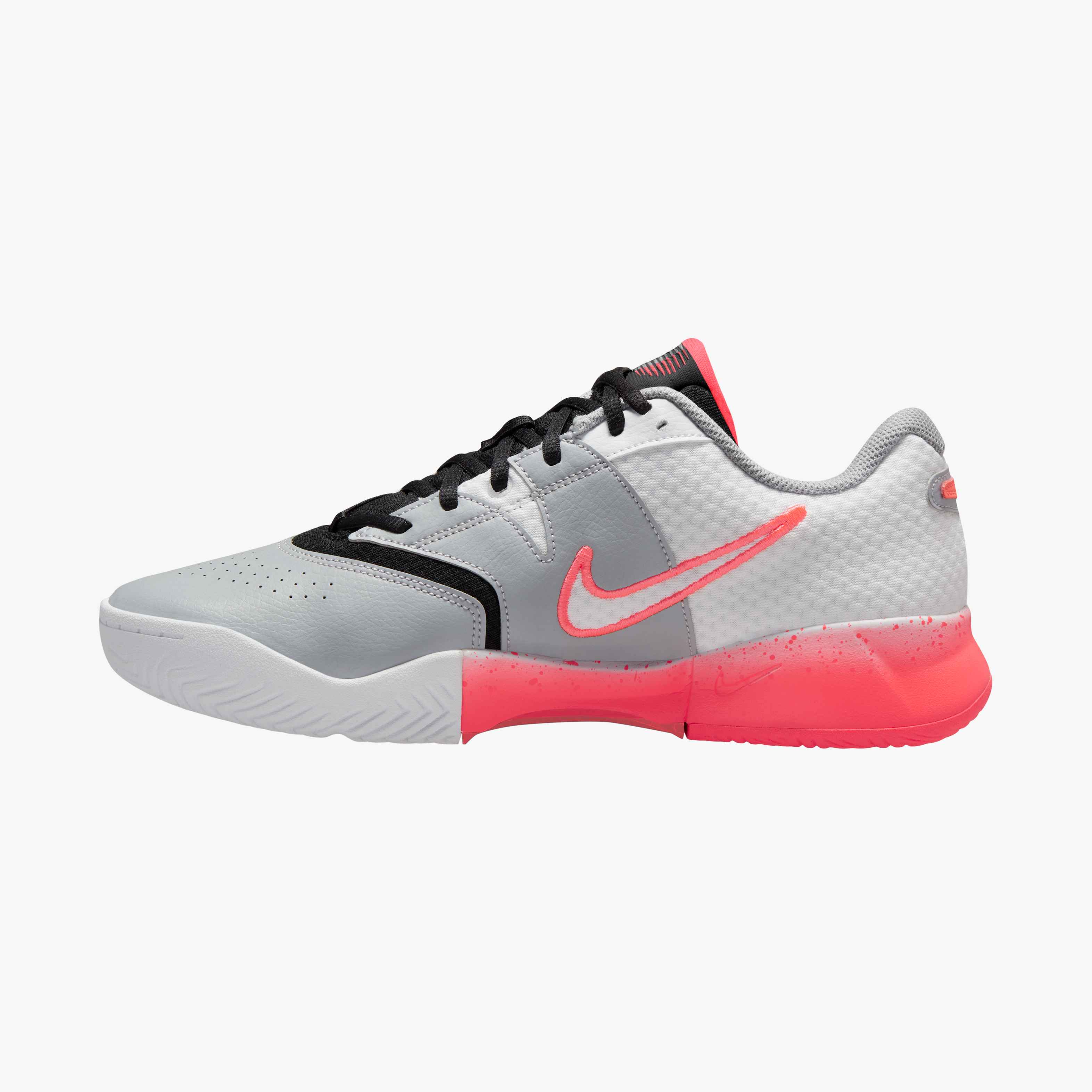 Nike Men's Court Lite 4 Tennis Shoes in White/Hot Lava-Wolf Grey