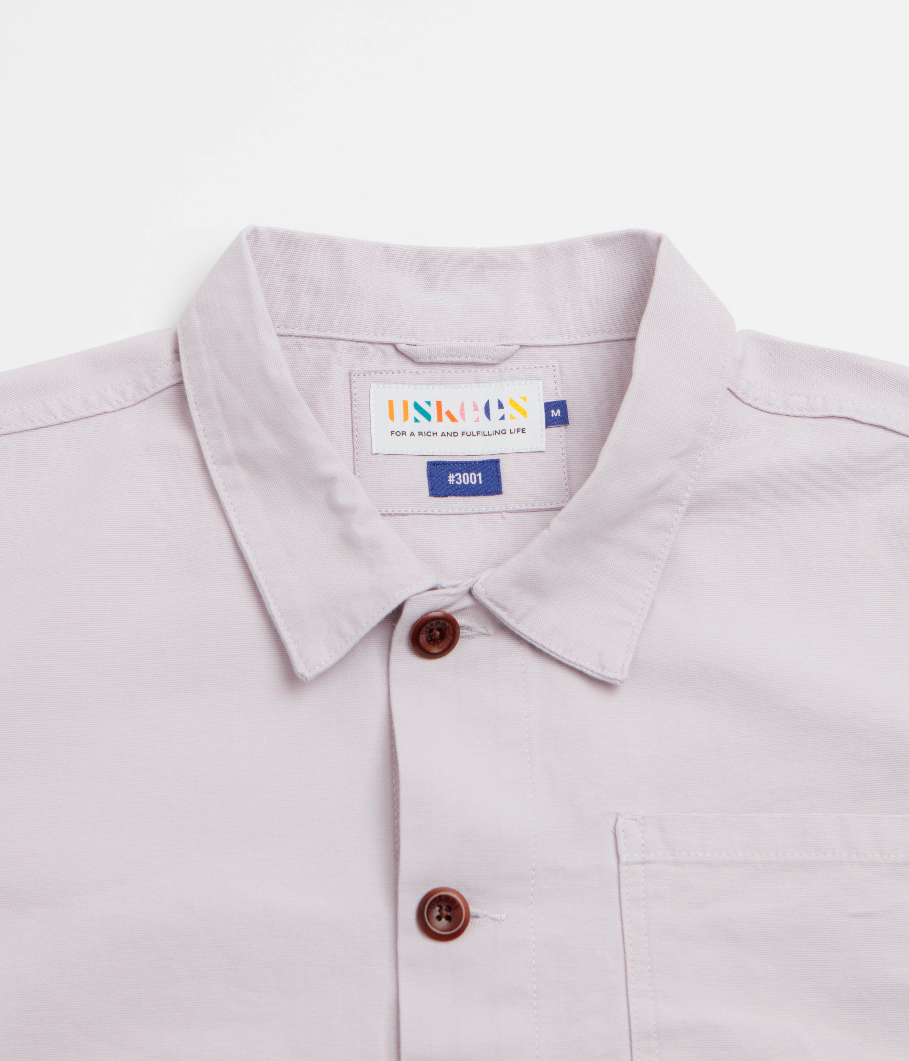 Uskees 3001 Buttoned Overshirt - Lunar Stone