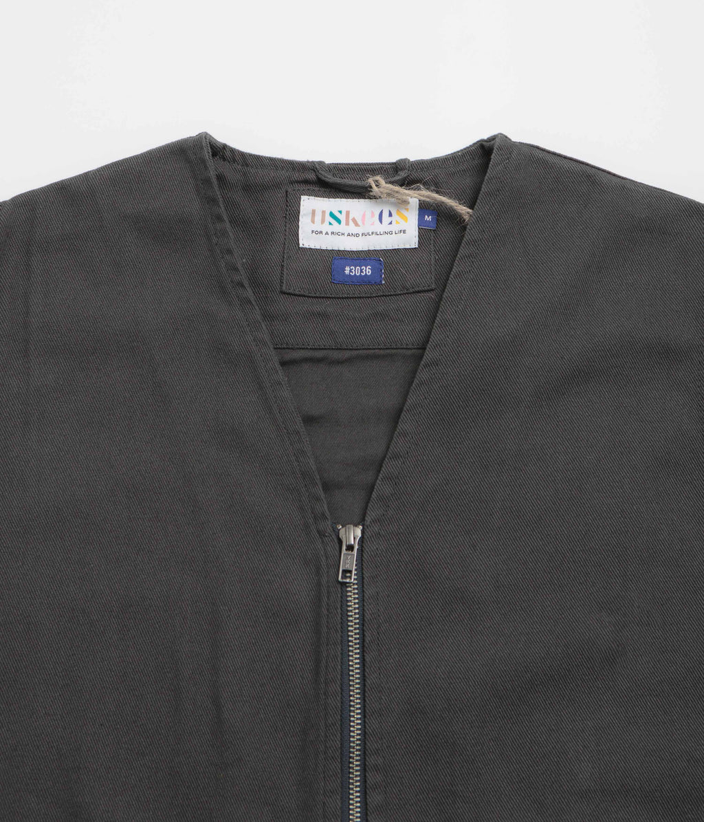 Uskees 3036 Drill Zip-Up Vest - Charcoal
