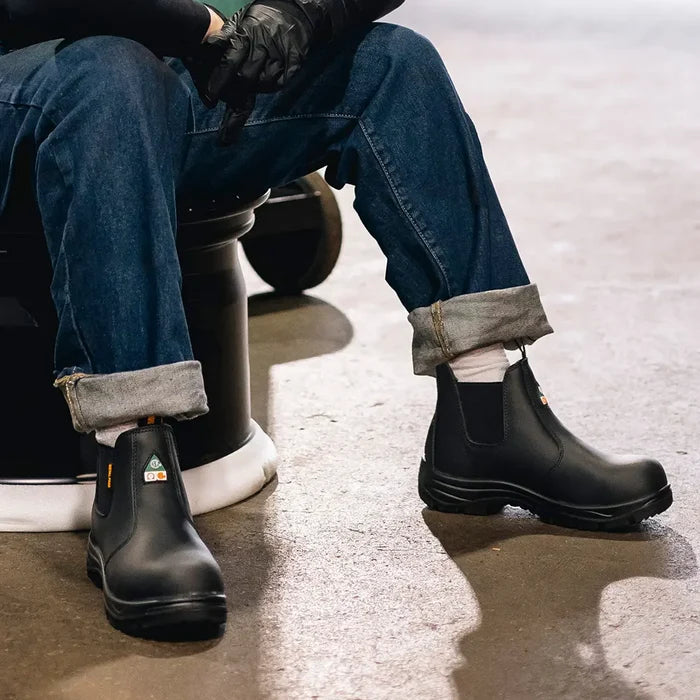 Women's CSA ASTM Composite Toe Chelsea Work Boots - Meadow Black - MooseLog