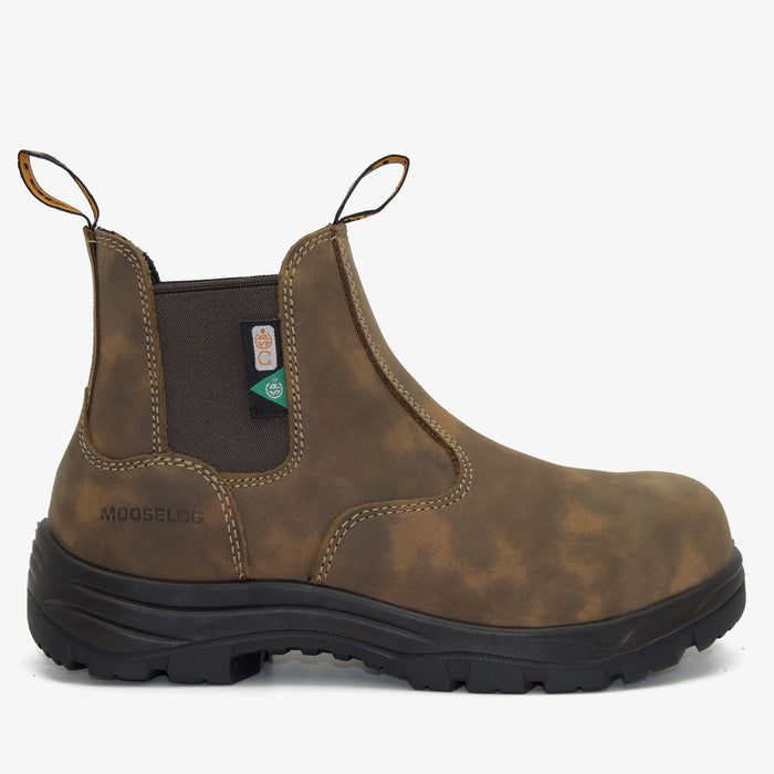 Women's CSA ASTM Composite Toe Chelsea Work Boots - Timber II Rustic Brown